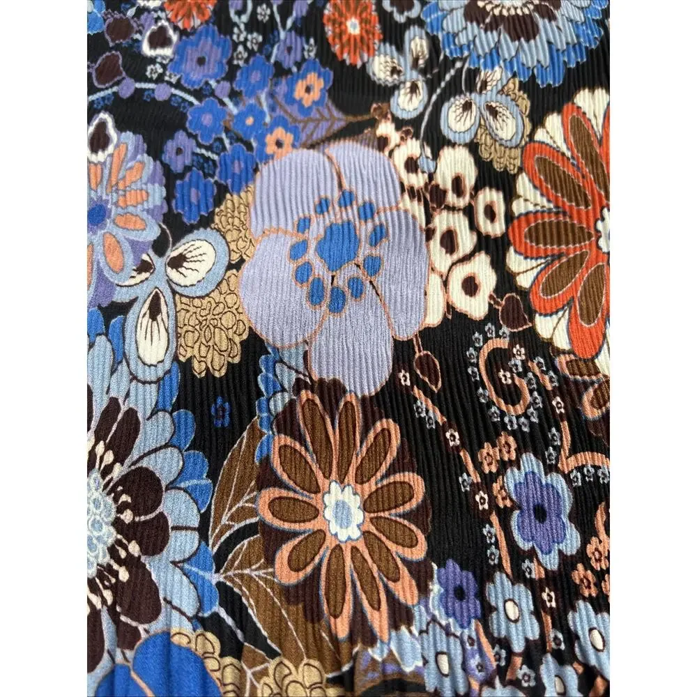 Emma & Michelle Midi Dress Womens 3X Floral Pleated Top Lined Bell Sleeves Retro - Picture 11 of 12